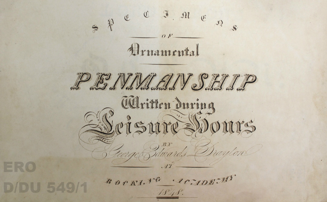 Example of ornamental penmanship in black ink