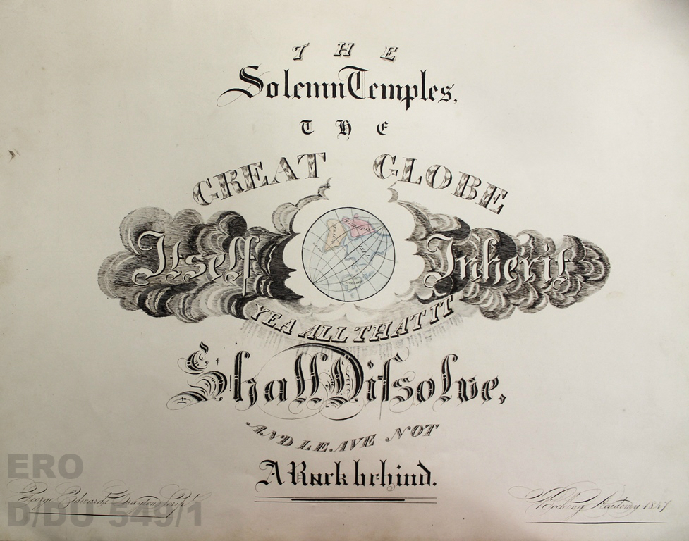 Example of ornamental penmanship in black ink