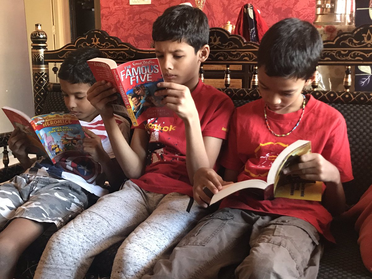 i3andco's tweet photo. Our baba took a few pictures of us reading too, as @Scholastic wanted these for the #ONRT Challenge. Did you also read today as part of @IndiaScholastic’s “One Nation Reading Together initiative”? https://t.co/py9thPz1P7