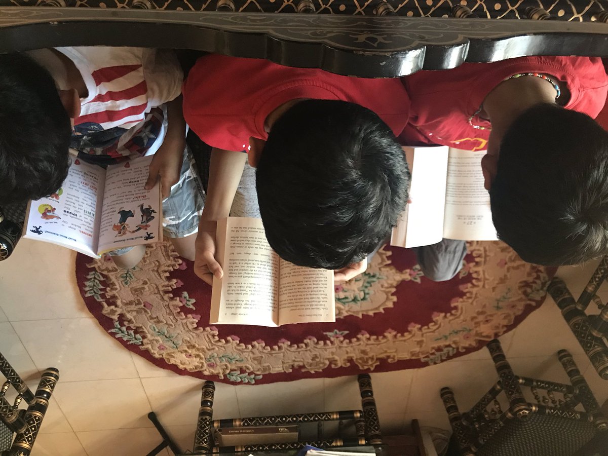 i3andco's tweet photo. Our baba took a few pictures of us reading too, as @Scholastic wanted these for the #ONRT Challenge. Did you also read today as part of @IndiaScholastic’s “One Nation Reading Together initiative”? https://t.co/py9thPz1P7