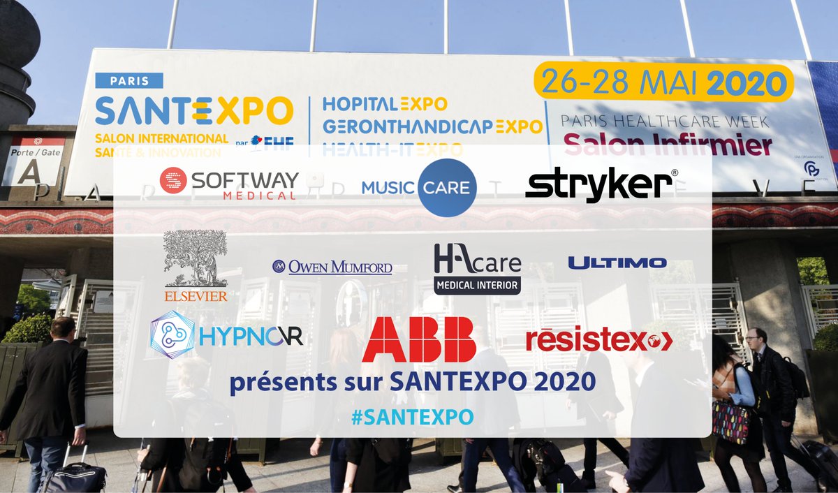 parisSANTEXPO's tweet photo. 👩💼👨💼Ils nous rejoignent sur #SANTEXPO du 26 au 28 mai 2020 📅:
👉 @SoftwayMedical, @MusicCareNews, @StrykerEC, @ElsevierConnect, @OwenMumford, @HACaregroup, #Ultimo, @hypnovr, @ABBFrance, #resistex
➡️Découvrez les acteurs la santé : https://t.co/JoTQouH7ZV https://t.co/5DmEEDltNV