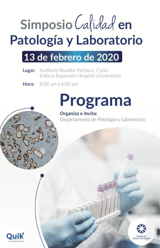 asocolpat's tweet photo. Recomendamos:
SIMPOSIO CALIDAD EN PATOLOGÍA Y LABORATORIO
13 de Febrero 2020
Fundación Santa Fe de Bogotá

#patologosdecolombia https://t.co/mGjwYV3jw4