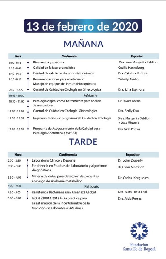 asocolpat's tweet photo. Recomendamos:
SIMPOSIO CALIDAD EN PATOLOGÍA Y LABORATORIO
13 de Febrero 2020
Fundación Santa Fe de Bogotá

#patologosdecolombia https://t.co/mGjwYV3jw4