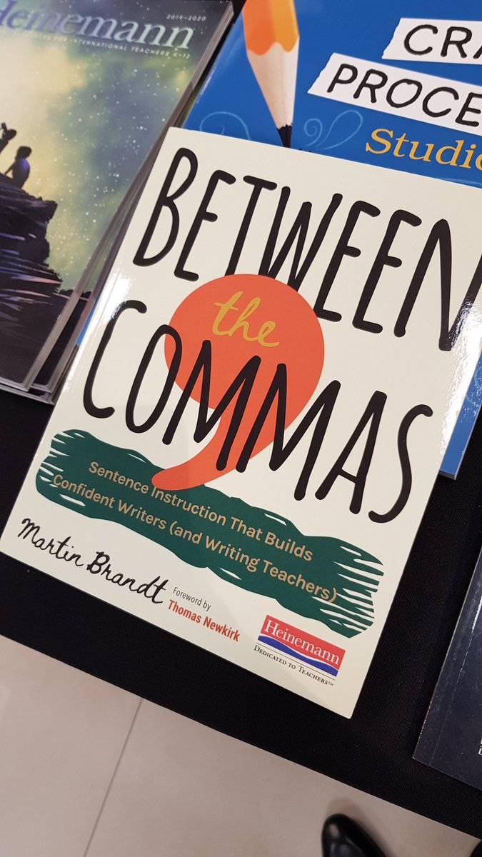 HMHSammy's tweet photo. #ELMLEBudapest I have a selection of our newest Heinemann PD books on display, including Between the Commas, by Martin Brandt #Heinemann #HMHco #HMHInternational https://t.co/nFKEBSFVc3