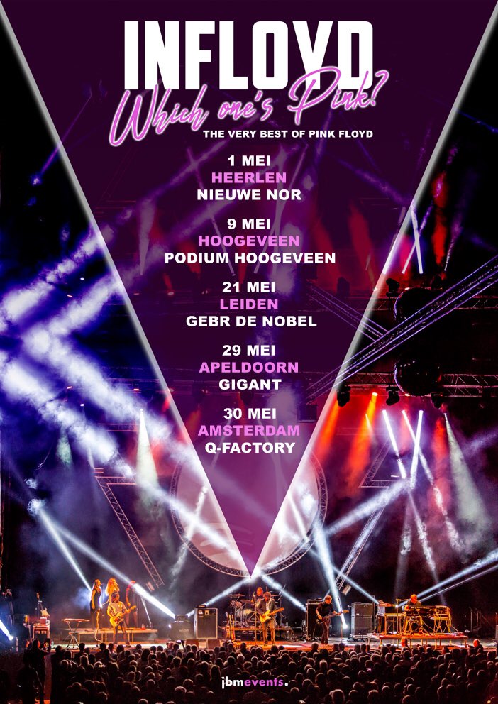InfloydNL's tweet photo. Vijf shows in mei 2020: #Infloyd met the very best of #PinkFloyd te zien in #Heerlen, #Hoogeveen, #Leiden, #Apeldoorn en #Amsterdam https://t.co/SgxRg2cv0p