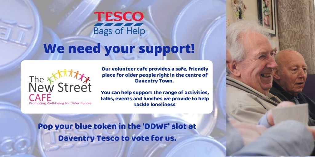 CleanAngie's tweet photo. Please help support the New Street Cafe by popping your blue tokens in our slot. Thank you. @DaventryVC https://t.co/a7u6j9TQl0