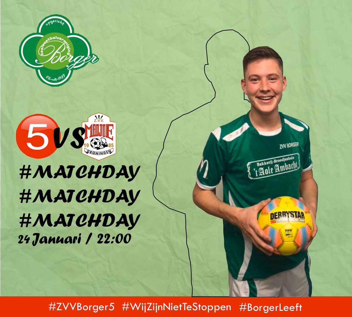 zvvborgertwee's tweet photo. 🗣 🗣MATCHDAAAYYY
⠀⠀⠀⠀⠀⠀⠀⠀⠀
Vanavond een wedstrijd tussen de nummer 1 en de nummer 9 op het programma. We treden om 22.00u aan tegen Madjoe 10. Er is nog geen punt verspilt in de route naar de titel, kom dus vooral langs in sporthal ‘De Koel’. #ZVVBORGER5 #BorMad https://t.co/iyo1AePY8m