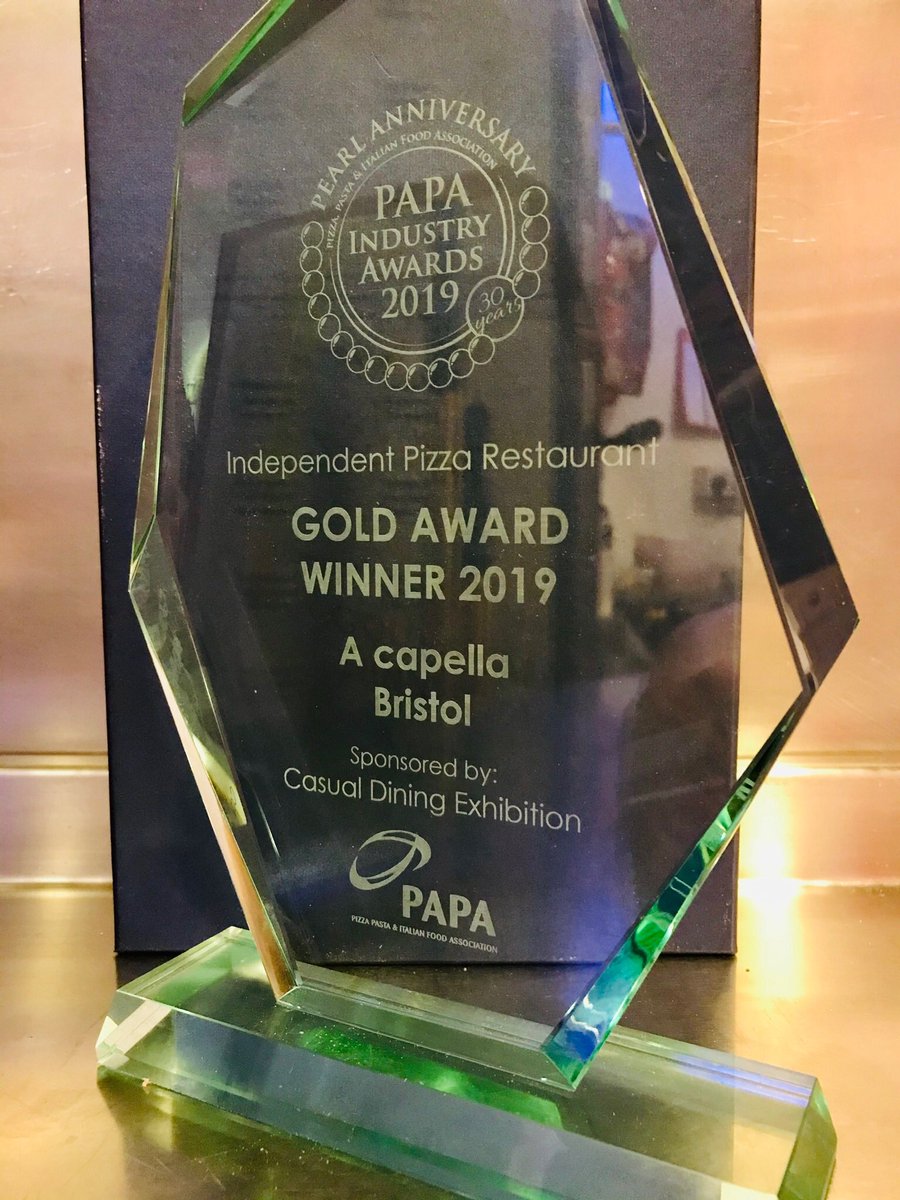 Pizza &amp; Pasta industry awards A cappella top independent pizzeria in the UK.
