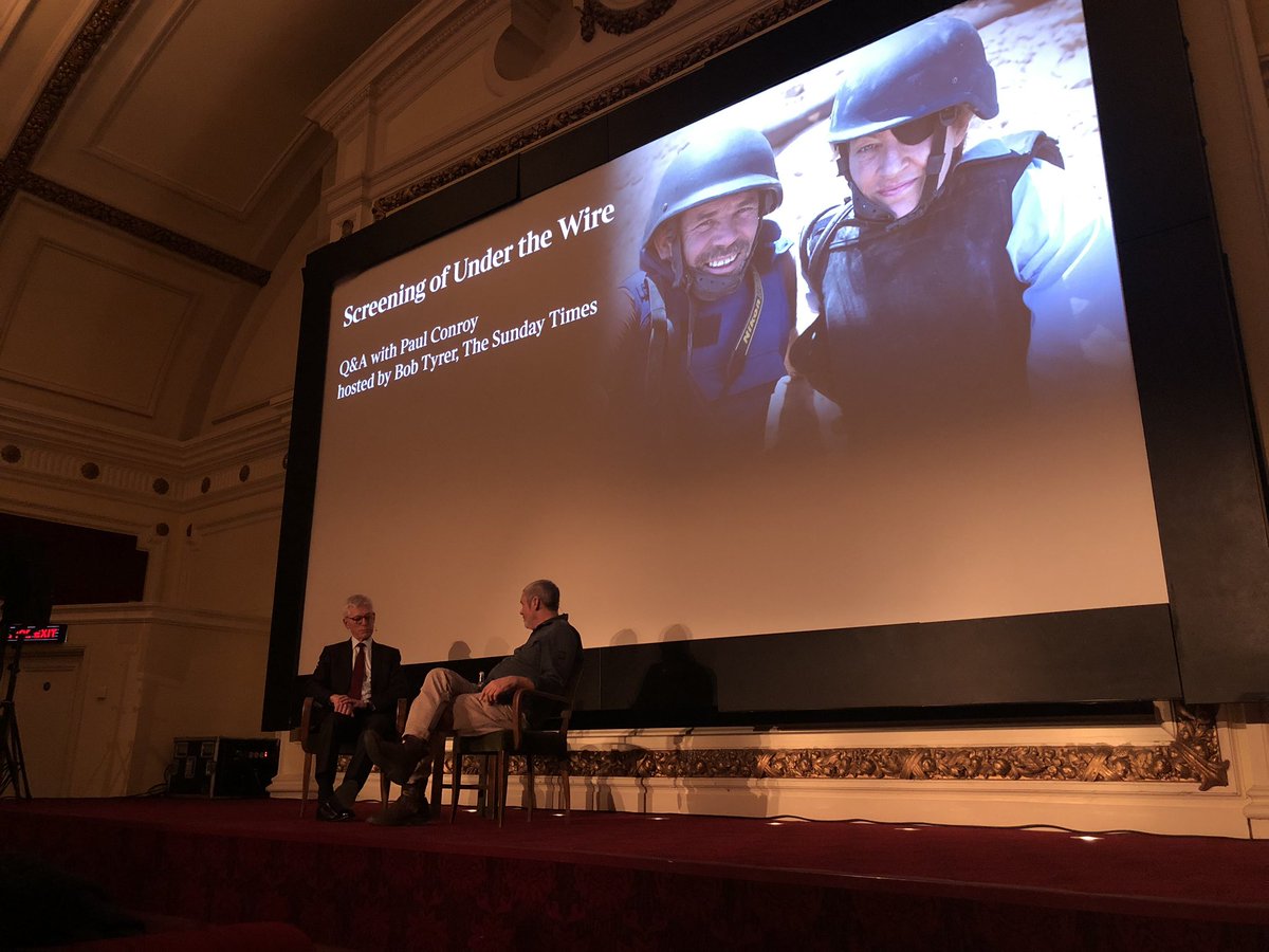 I went to see the @UnderTheWire documentary last night about #MarieColvin ‘s last days in #Syria narrated by amazing photographer Paul Conroy @reflextv - chilling images and such a powerful story that needs to be told again and again