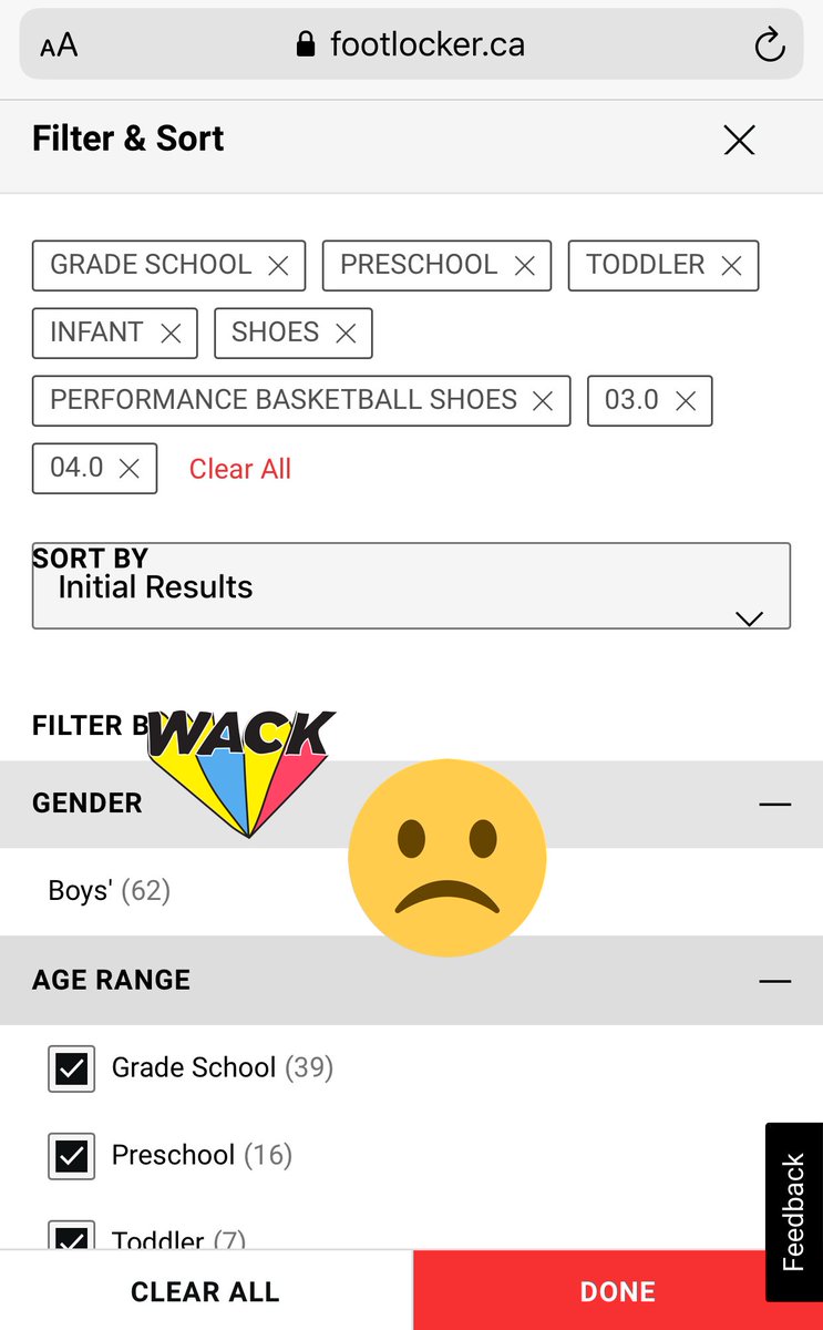 girls grade school sizes