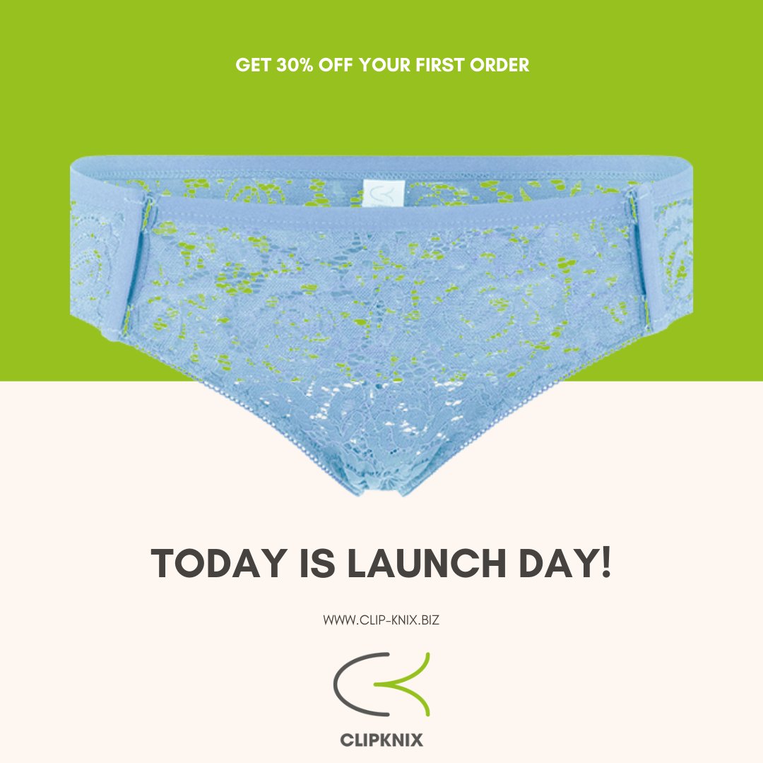 Today is Launch Day! 

Clip Knix provides beautiful underwear to women who want to reclaim their independence and make living simple. 

You’ll even receive 30% off your first order when you join the Clip Club. bit.ly/30MLWin