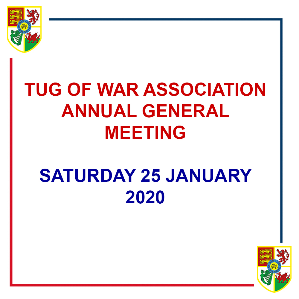 Tomorrow is our Annual General Meeting at the <a href="/RomanWayHotel/">Roman Way Hotel</a>, Cannock, Staffs at 2pm. We hope to see all clubs and individual members represented at the meeting. Further info is available on our web site at tugofwar.co.uk!