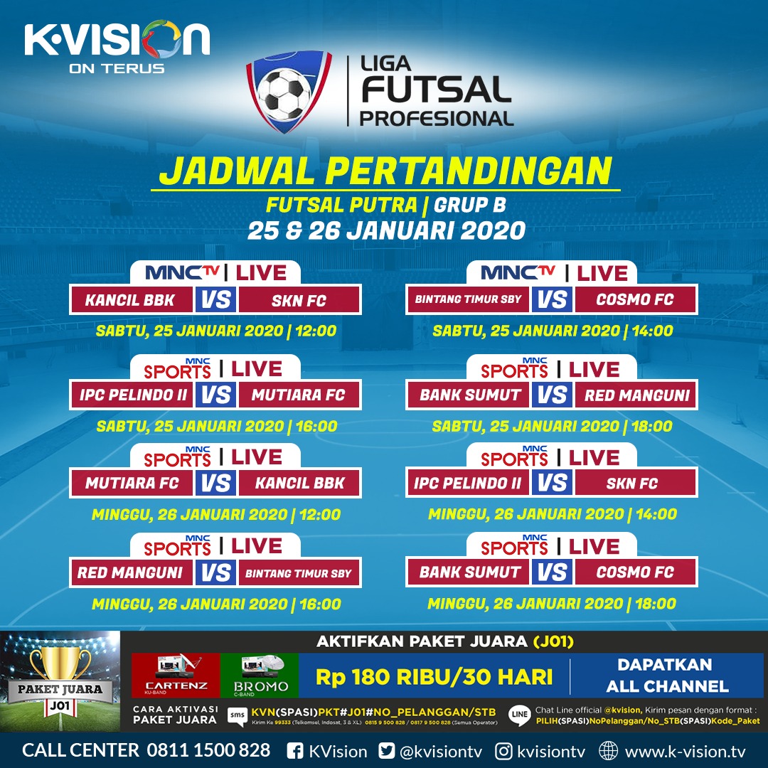 Kvision A Tuwita Liga Futsal Profesional Memasuki Pekan Ketiga Grup B Saksikan Kategori Putra Dan Putri 25 Dan 26 Januari Live Di Mnc Tv Dan Mnc Sports Hanya Di K Vision