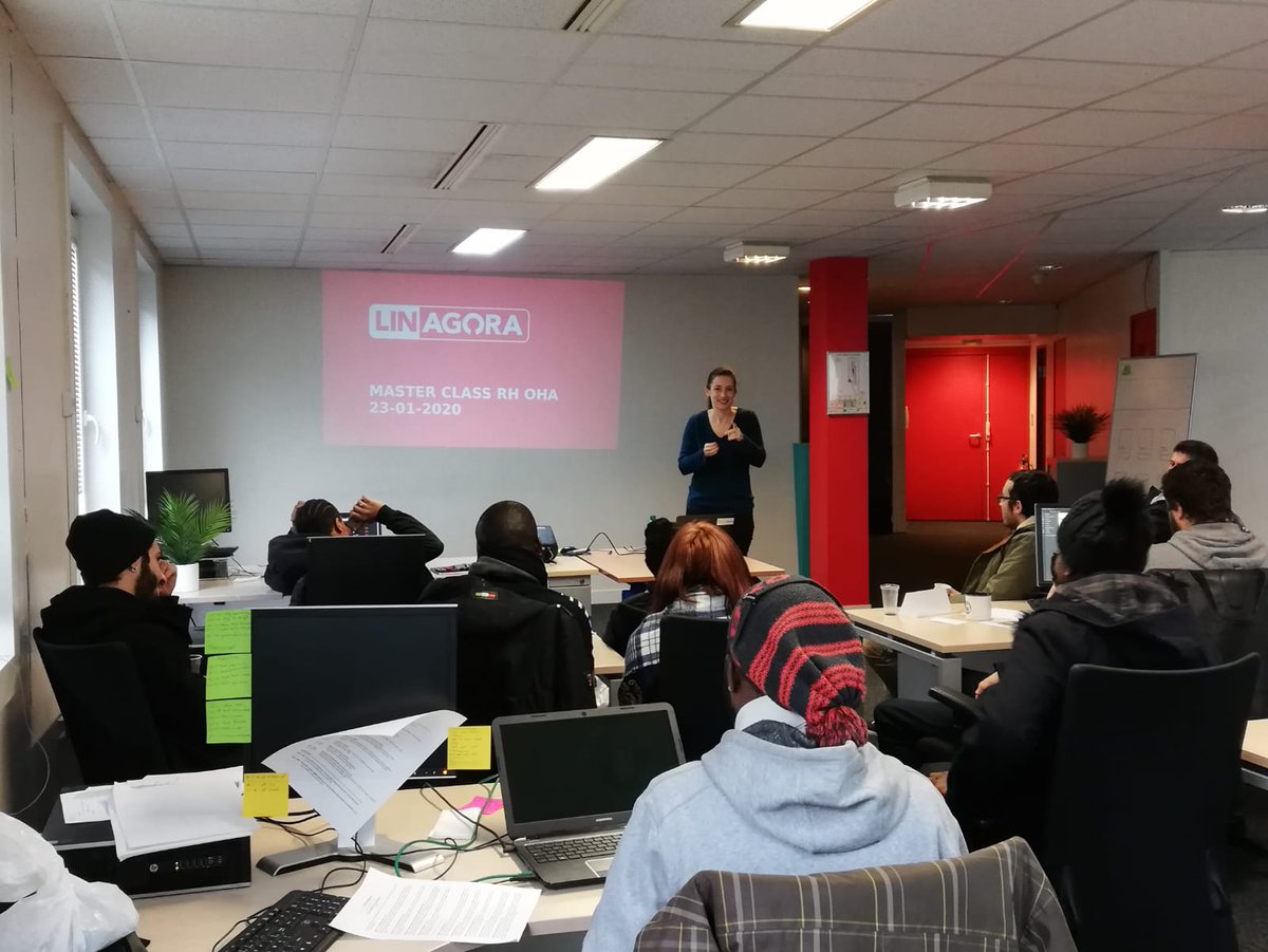 linagora's tweet photo. Hier notre super DRH @sbarthe777 a tenu un atelier pour accompagner les élèves de la #formation #webdev @OpenHackademy dans leur recherche d'#emploi.
Au programme : conseils personnalisés pour un CV au top et réussir ses entretiens!
#InvestInHuman #GoodTech4Good #PositiveImpact https://t.co/WvPnzOsmjc