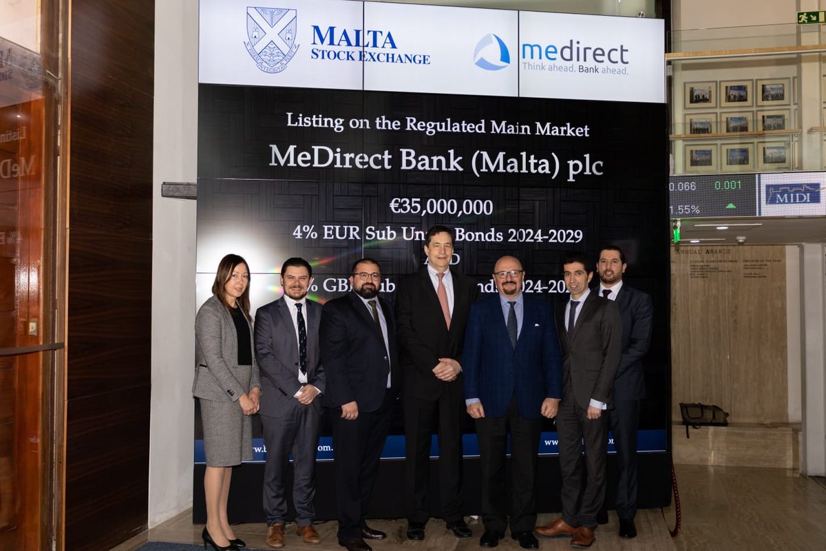 Congratulations to Medirect on another successful bond listing on the ⁦<a href="/MaltaStockExch/">Malta Stock Exchange</a>⁩