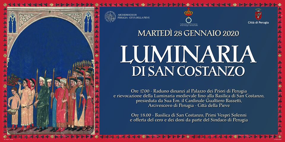 CulturaComPg's tweet photo. Celebrazioni per la Festività di San Costanzo
28 e 29 gennaio 2020 #perugia #santopatrono #celebrazioni #luminaria #fiera #torcolo #festa https://t.co/Lb20Fj9yaj