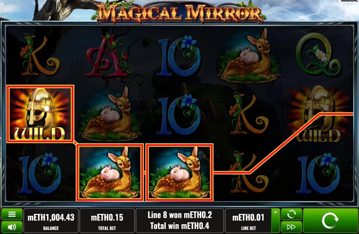 TrustDice's tweet photo. Seems Magical Mirror slot game gives some profits in $ETH today. 
Play Smart: https://t.co/aq7R7EdzQo

#ethereum #slots #trustdice #ethereumgame https://t.co/bLBXYAwdF9