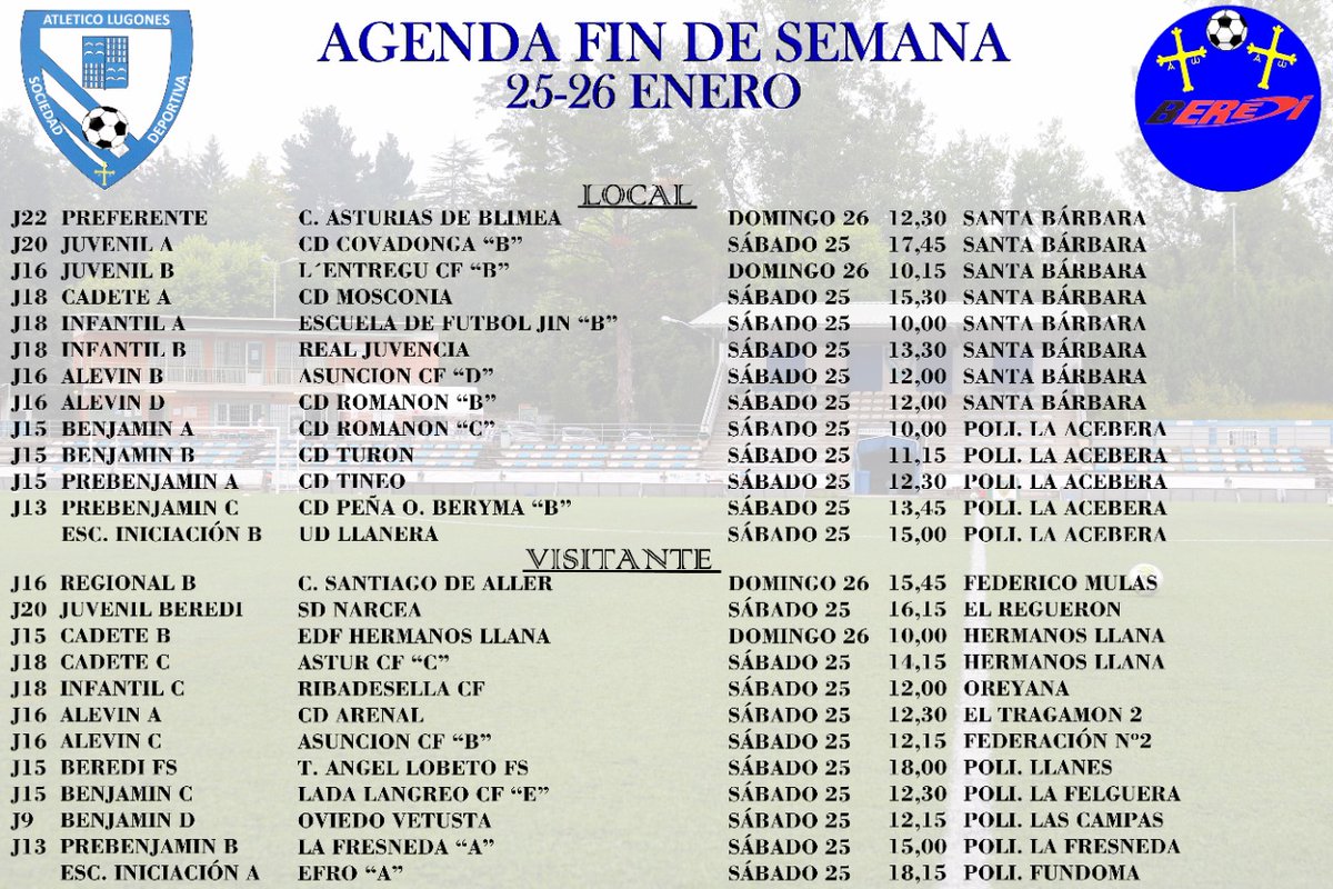 ATL_LUGONES's tweet photo. Para no perderse nada, 🗓⚽💪
Agenda Fin de Semana 

#AgendaFinDeSemana #CanteraAlPoder #AtLugones
#OrgulloBlanquiazul #FuerzaLugones https://t.co/0YjdZsrDqD