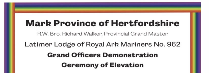 Good luck to all those taking part today at Latimer Lodge of MMM which is the PGM’s Mark LOI Lodge. We have over 50 attending and will have an Elevation demonstration conducted by Hertfordshire Grand Officers #HertsMark #HappyHerts