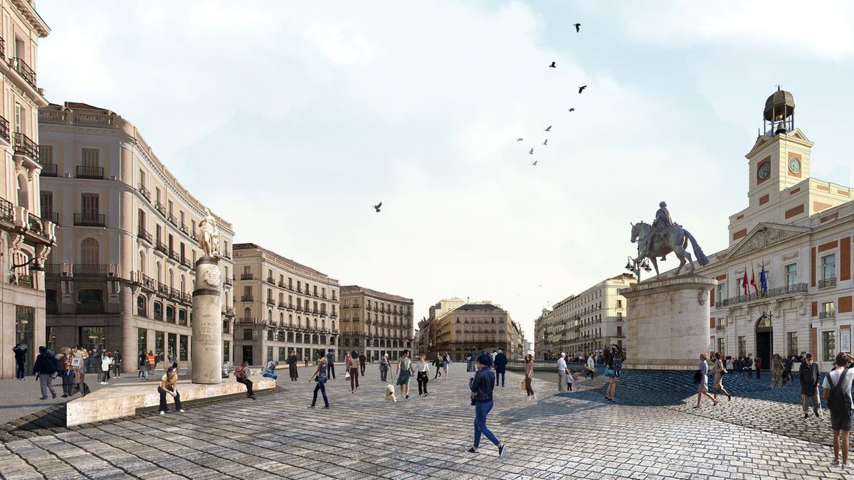 FCVCAM's tweet photo. #Madrid peatonalizará la #PuertadelSol recuperando el proyecto de 2014. El proyecto que pondrá en marcha el @MADRID se basará en la propuesta ganadora del concurso #PiensaSol que el Ayuntamiento y el @COAMadrid convocaron en 2014. https://t.co/nJxjctuM68 vía @inmodiario https://t.co/GbHHsoeQWu