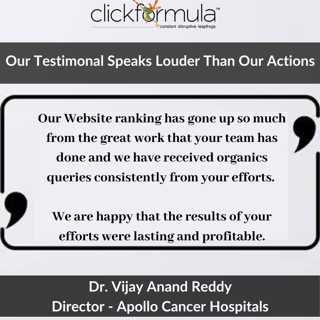 ClickFormula's tweet photo. We believe that every business needs a digital marketing partner who wants to invest the time to get to know that business. 

#testimonial #testimonials #business #digitalmarketing #digitalmarketingpartner #Clickformula #Digitalmarketingindia #Marketingstrategies https://t.co/StQ5rQvQsy