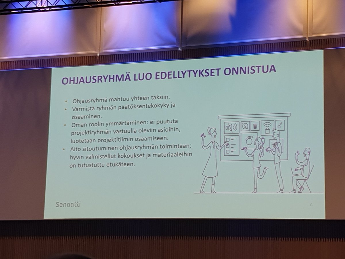 Hyviä nyrkkisääntöjä projektiin kuin projektiin, oli sitten tietohallintoa tai rakentamista Senaatin Jonni Laiton kiteyttämänä. Kuten:  Ohjausryhmän tulee mahtua yhteen taksiin  👍🚕 #Rakennuttaminen2020
<a href="/RAKLIry/">Rakli ry</a> @kiinkoFi