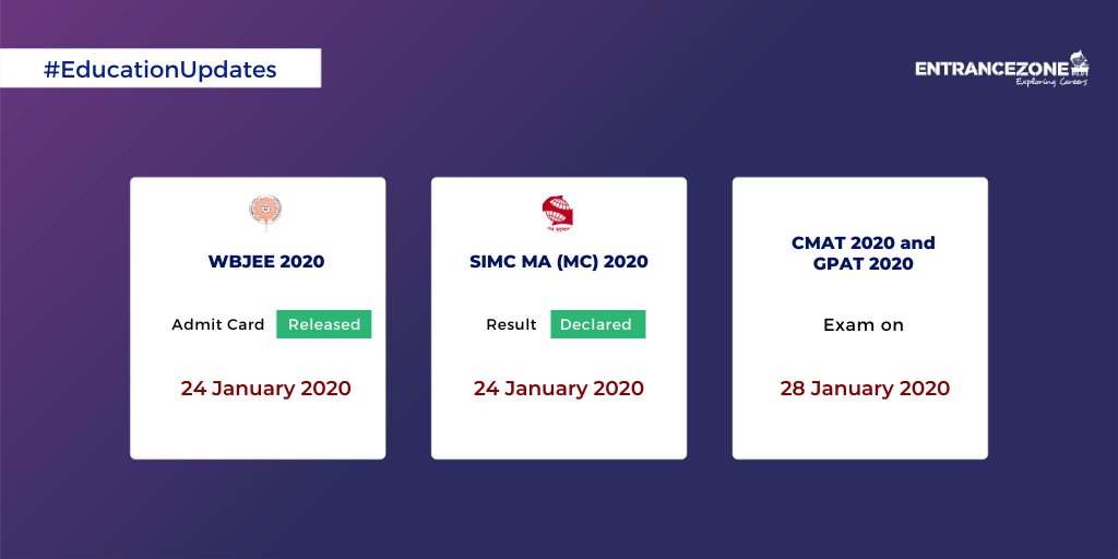 entrancezone's tweet photo. Important Updates for various entrance exams.
Sign Up to know more https://t.co/vcDMvHr0w4
#wbjee #wbjeeb #wbjee2020 #wbjeeexam #wbjeeexam2020 #wbjee_2020 #simc #cmat #cmat2020 #cmatexam #cmat2020exam #cmat20 #gpat #gpat2020 #gpatexam #entrancezone #educationupdates #examupdates https://t.co/gb8lyAuJPy