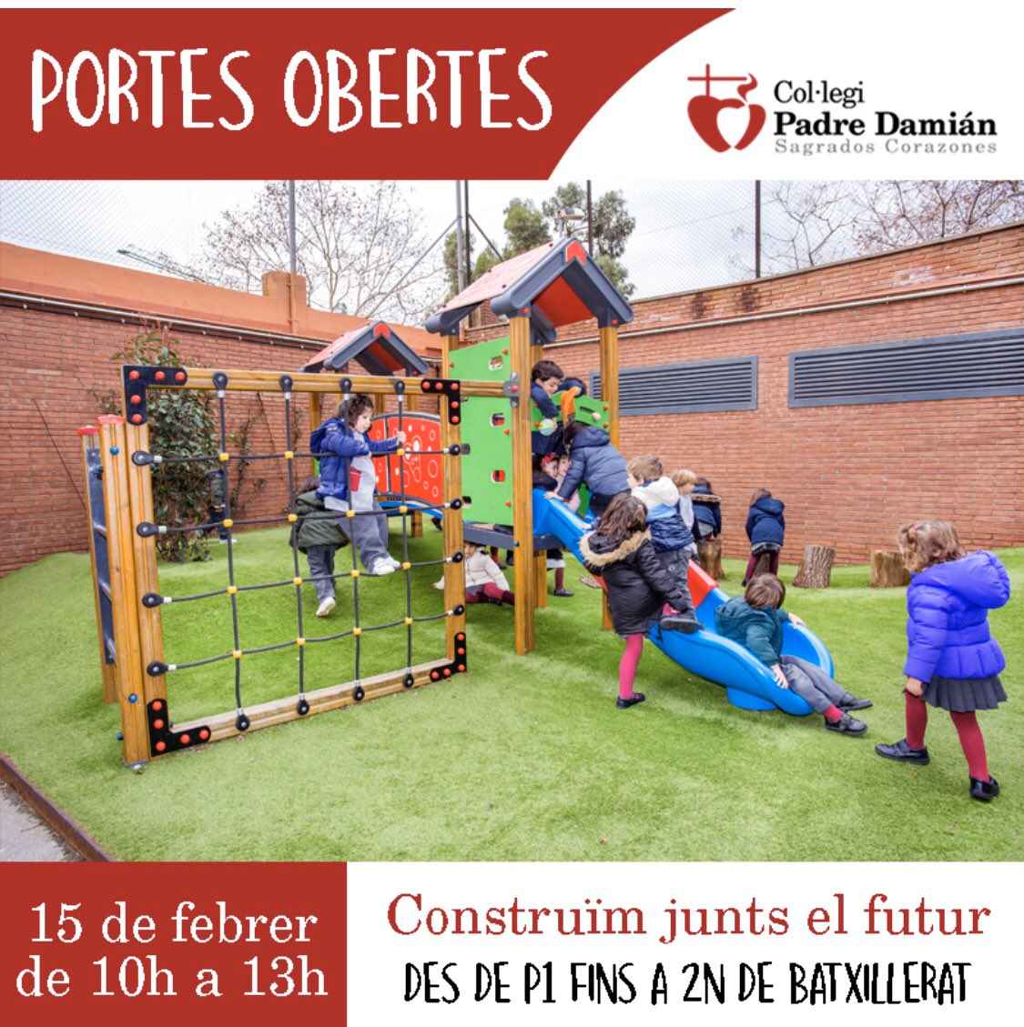 PadreDamianSSCC's tweet photo. Busqueu escola?
Us esperem el  15 de febrer!
Podreu veure les instal·lacions, gaudir de les nostres aules multisensorials i laboratoris i conèixer de prop el nostre projecte educatiu.
D’11 a 12 hi haurà una sessió de ioga per nens!
Us hi esperem!
#jpo #portesobertes #somsscc https://t.co/4PewOPmhPE