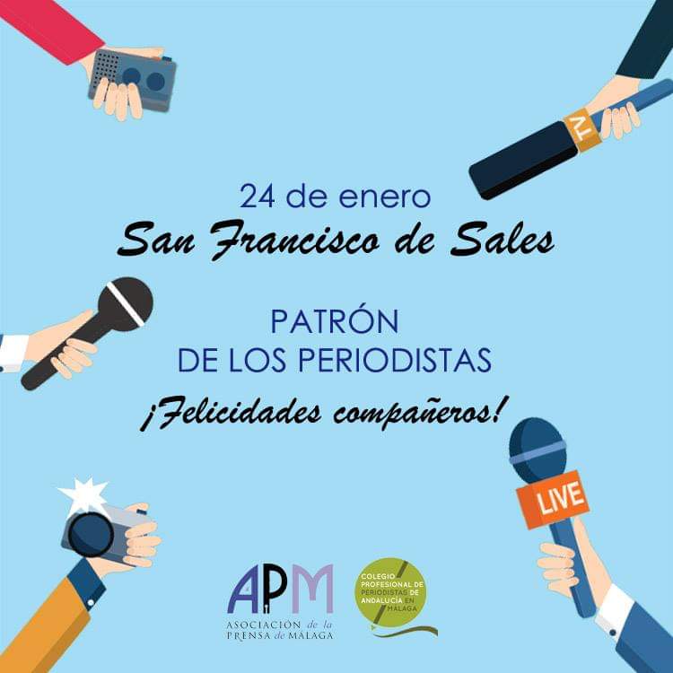 aprensamalaga's tweet photo. 📅Hoy celebramos el día del patrón de los periodistas. Desde la @aprensamalaga felicitamos a todos nuestros compañeros y compañeras.

14.00h➡️Entrega de las Medallas de Honor del Periodista
19.30h➡️Entrega de los X Premios de Periodismo Ciudad de Málaga

👉https://t.co/9PNQpBOdQ9 https://t.co/zGwFUpzHZz