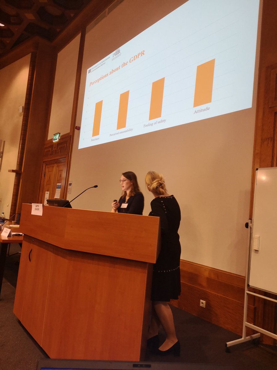 Session 1 starting with an exciting presentation of <a href="/nhelberger/">NHelberger is @Nhelberger@someone.elses.computer</a> and <a href="/StrJoanna/">Joanna Strycharz</a> on the empirical and normative study on consumer perceptions on GDPR #consumerprivacy2020