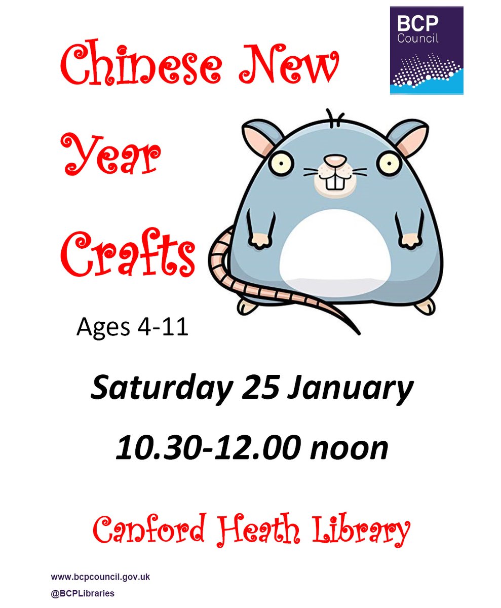Join #CanfordHeath library in making Chinese New Year crafts tomorrow, Saturday 25th January from 10.30am! #ARCH