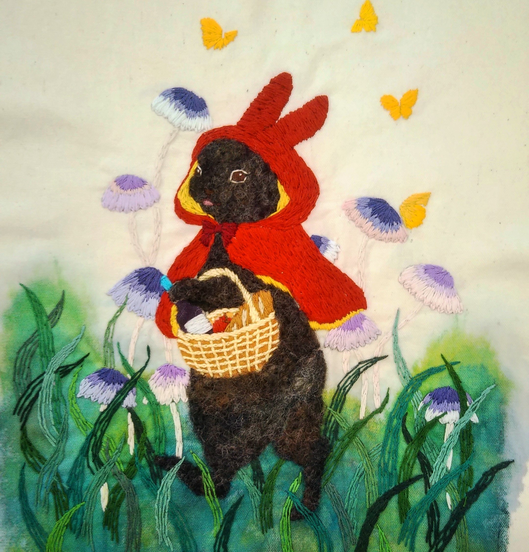 いしかわめぐみ うさぎ頭巾ちゃん 刺繍 刺繍イラスト 動物イラスト うさぎイラスト Animalillustration Rabbitillustration Enbroidery 黒うさぎ T Co Sz9hsghowk Twitter