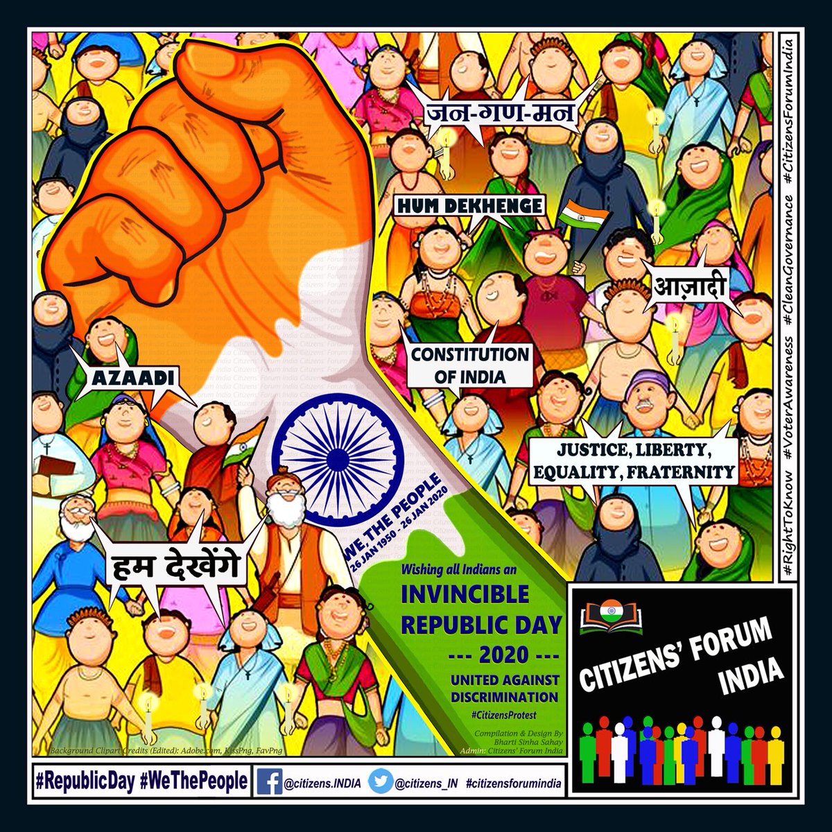 bsinhasahay's tweet image. WE, THE PEOPLE
26Jan1950 - 26Jan2020

Wishing all Indians an
INVINCIBLE #RepublicDay2020 

#UnitedAgainstDiscrimination
#CitizensProtest
#CAA #NPR #NRC
#ConstitutionOfIndia
#BasicStructure
#RightToKnow
#RightToInformation #RTI
#CleanGovernance
#VoterAwareness
#CitizensForumIndia