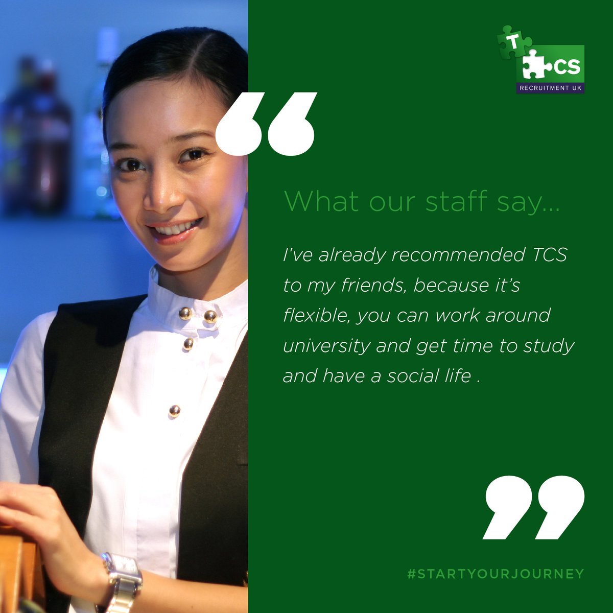 TCSRecruitment's tweet image. See what our staff have to say about being part of Team TCS. 

You can find out more about starting your journey with TCS, by visiting our website today. tcsrecruitment.co.uk

#StartYourJourney #TeamTCS #Jobs #StudentJobs #catering #recruitment