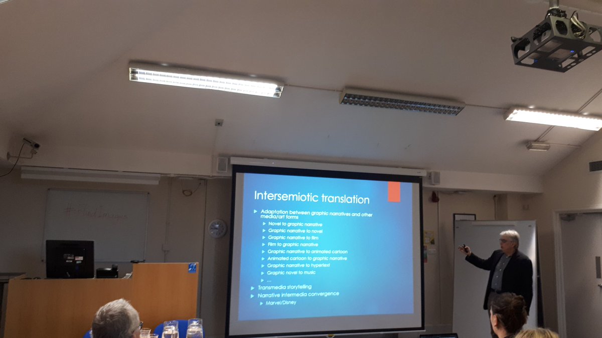 On the 2nd day of #FluidImages Federico Zanettin discusses the complexity of the translation of comics.
<a href="/PaulSambre/">Paul Sambre</a> @ELVertalen @LetterenKULAnt #TranslationStudies
