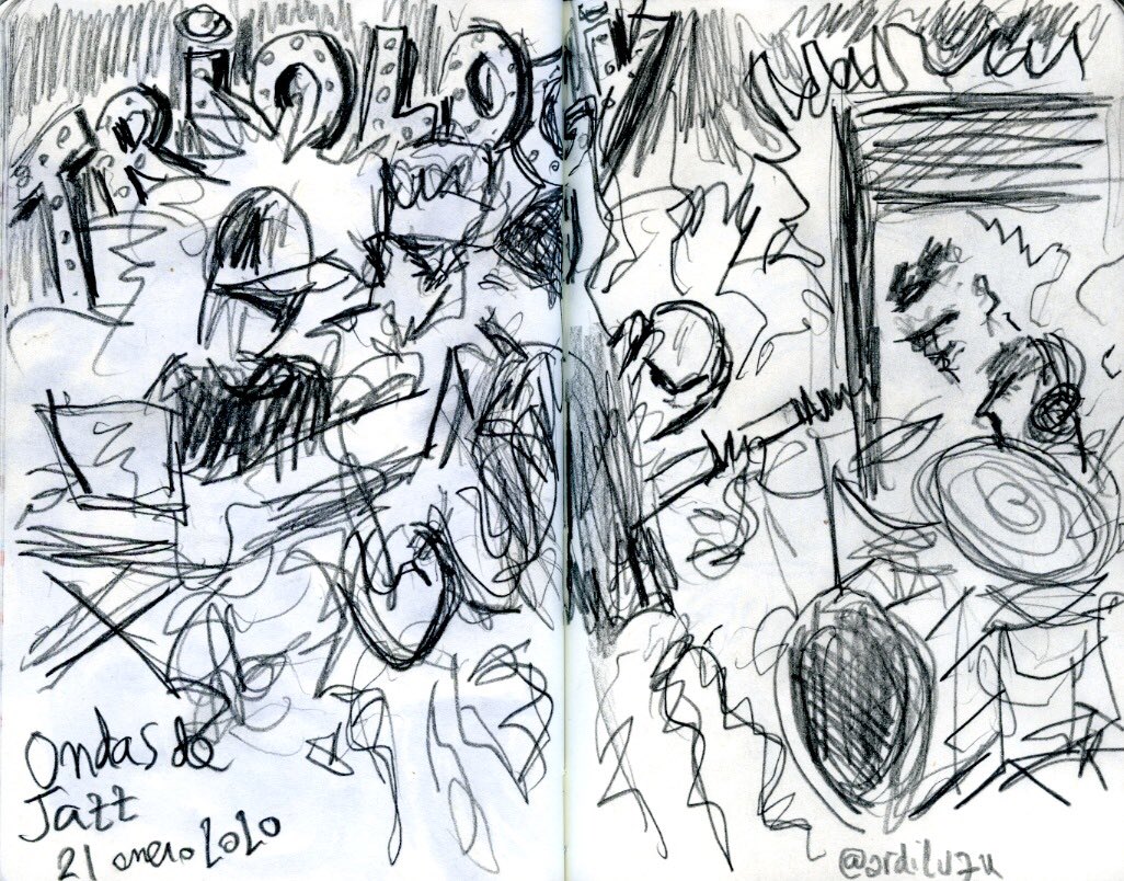 zuzenders's tweet photo. El martes pasado en Ondas de Jazz en la Ciudad #Triology
#VitoriaGasteiz #jazz #musikamarrazten #dibujandolamusica #drawingthemusic https://t.co/I6khzAN2dx