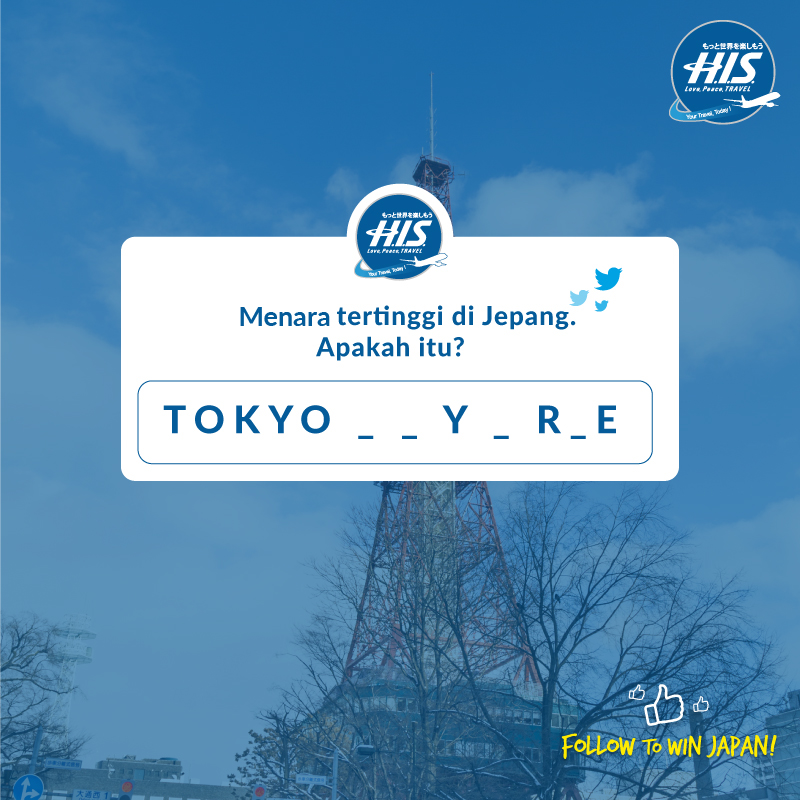 HISTravelID's tweet image. [GIVE AWAY TIKET PESAWAT KE JEPANG✈]

Siapa yang mau tiket gratis ke Jepang?? Nih mimin kasih😝😁 Caranya gampang :
1. Follow Twitter &amp;amp; IG HIS Travel
2. Retweet &amp;amp; like tweet ini
3. Jawab pertanyaannya di replies 

Tunggu tgl 30 Jan 2020 untuk pemenangnya ya!  #FollowToWinJapan