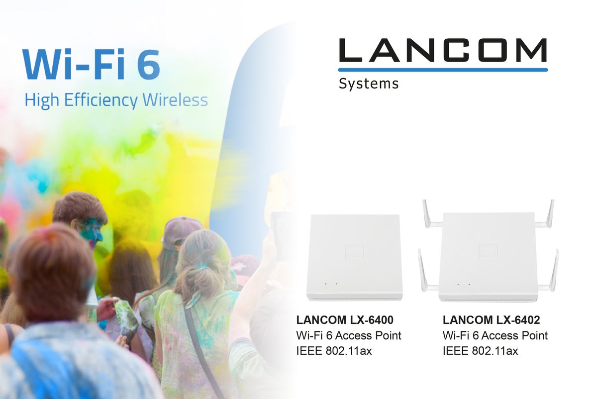 LANCOM Systems introduceert de nieuwe Wi-Fi 6, 802.11ax Access Points, de LX-6400 en de LX-6402.

Check onze website voor meer informatie of neem contact op met ons kantoor of je contactpersoon:
bit.ly/36irmHW
bit.ly/2Rk247L

#FuturaICT  #Wifi6 #WLAN #Wireless