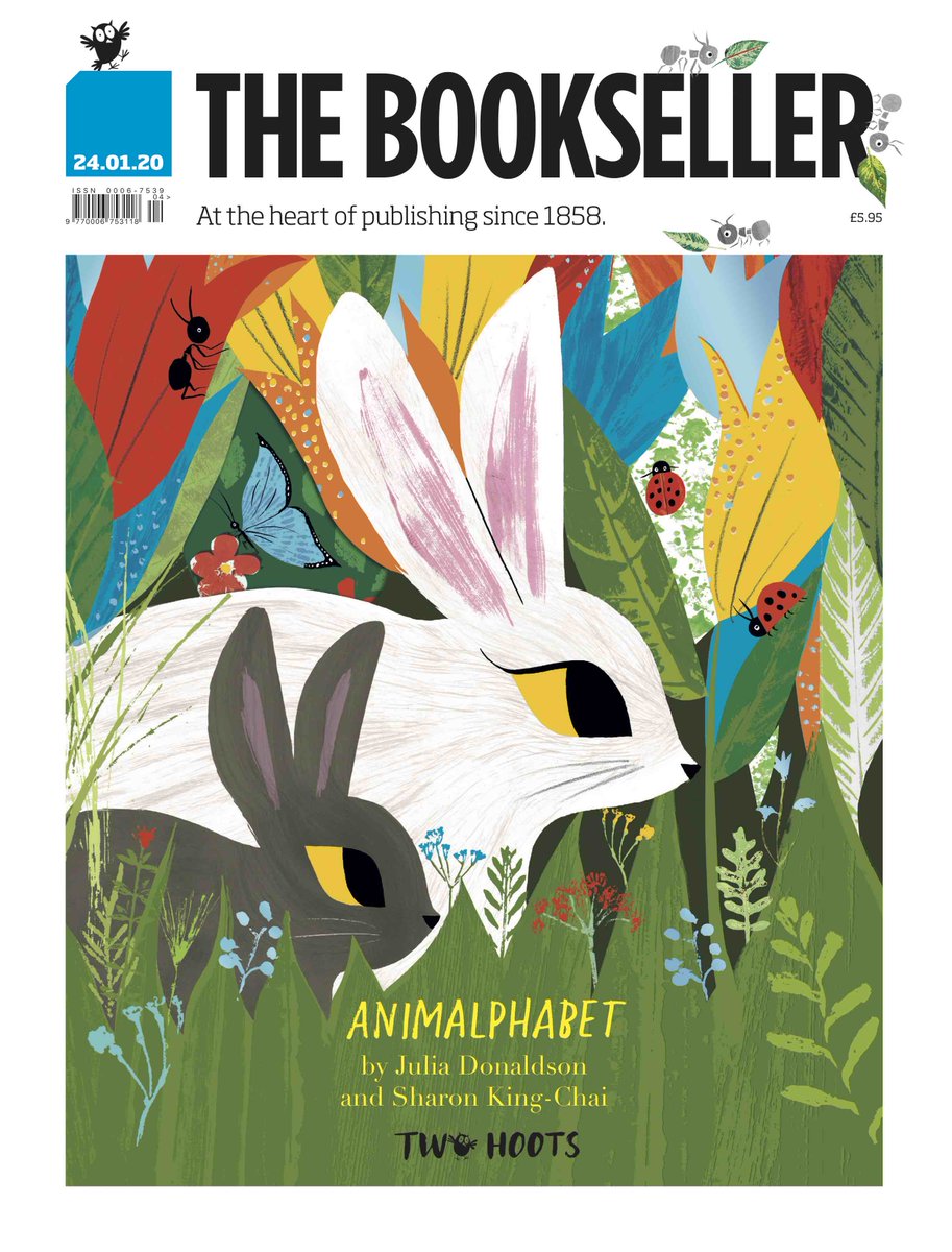 TwoHootsBooks's tweet photo. The gorgeous #Animalphabet by #JuliaDonaldson and @SharonKingChai on the cover of today’s @thebookseller – the perfect Easter gift, coming in March 🐰 https://t.co/rlptNpSC3w
