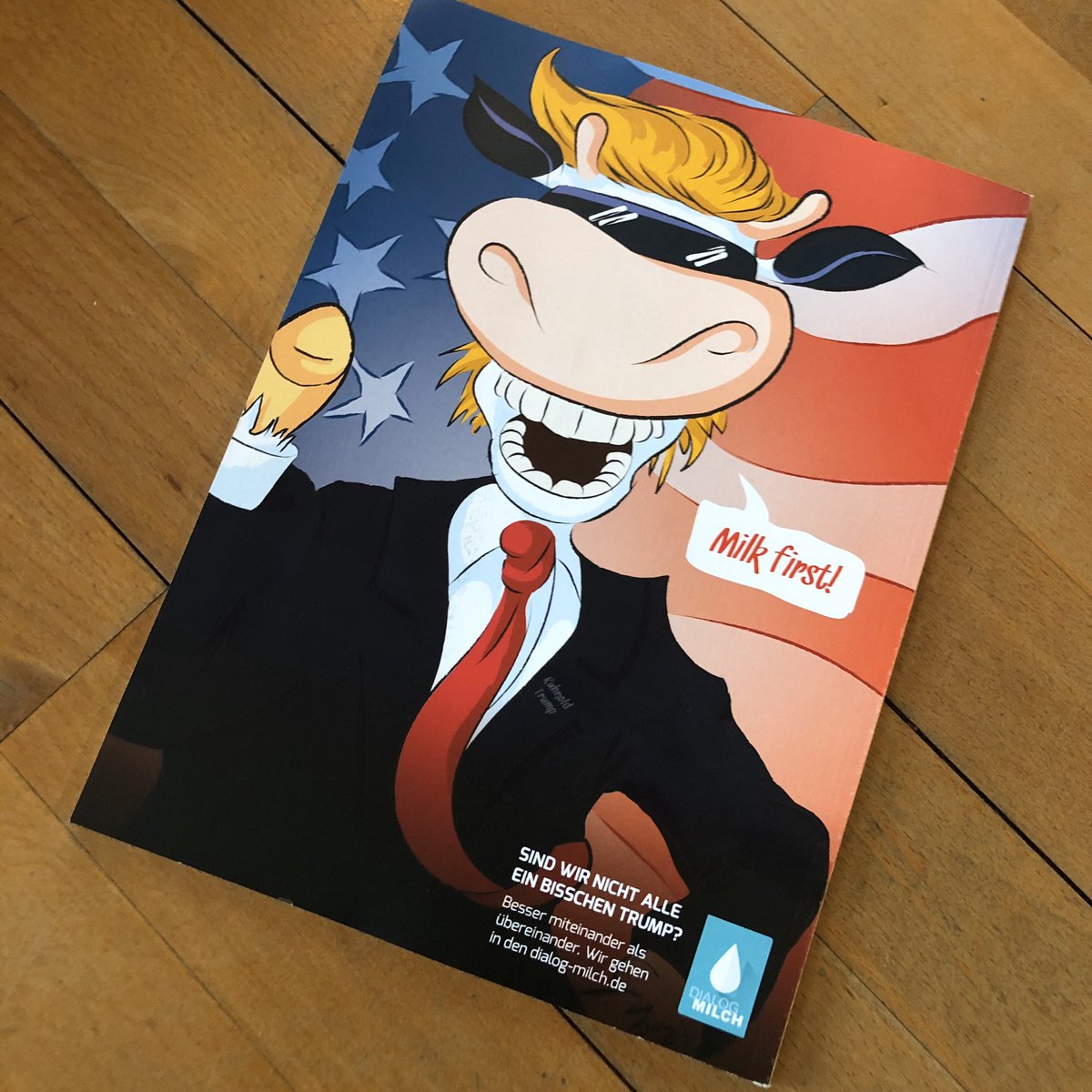 DialogMilch's tweet photo. … auf der Rückseite unser Diskursangebot: »Besser miteinander als übereinander. Wir gehen in den https://t.co/IqzdCnRMYr« #2B1D – zwei Branchen – ein Dialog 🥛@journ_online @DJVde https://t.co/Iscs8PHy1t
