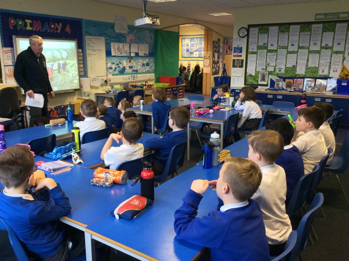 BellsquarryPS's tweet photo. P4 are getting fish in their classroom! They had a visit from Scot today to teach them all about the lifecycle of a fish, facts about brown trout and how to help them survive. #ForthRiversTrust https://t.co/pt51E36lio