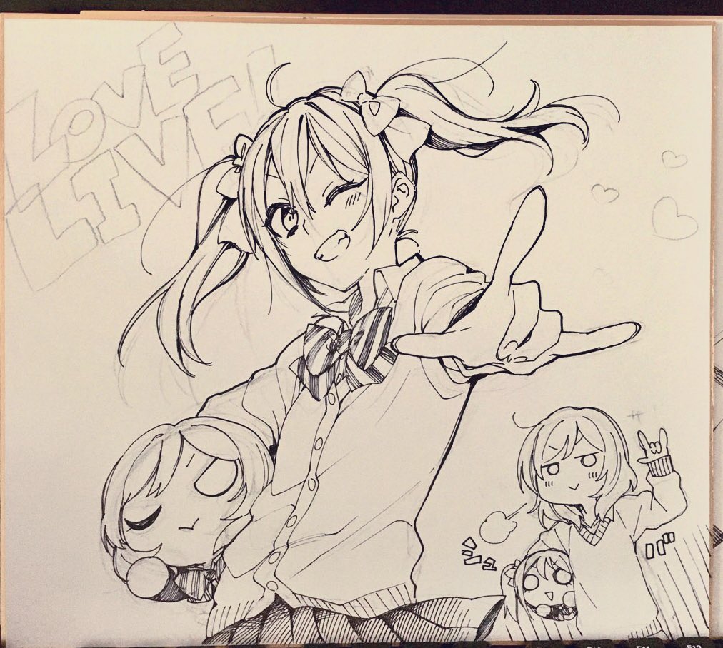 まだ途中だけどこんな感じのモノクロ色紙です✍️ のぞえり・りんぱなも描くよ!絵柄は選べませんがCPは選べるようにしておきます…! 