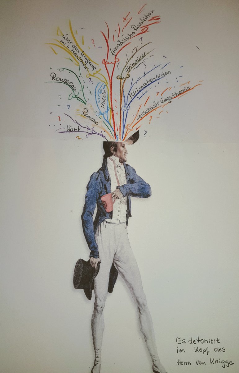 Rousseau, der Umgang mit Menschen und die französische Revolution - es detoniert im Kopf des Freiherrn Knigge! Vielen Dank an Evelyne Schröder für diese farbenfrohe Collage #kniggegehtum <a href="/DHC_FU/">ぷう</a> <a href="/FU_Berlin/">Freie Universität</a>