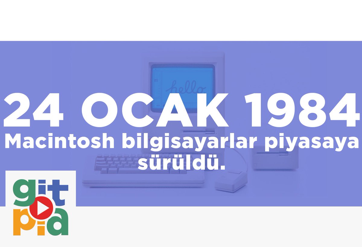 gitopiacrew's tweet image. Tarihte bugün, Apple Computer Inc.’in ürünü olan Macintosh piyasada fare ve grafik arayüz kullanılan ilk bilgisayar serilerinden biri olmuştur. #tarihtebugün #gitopia #tarih #coğrafya #sanat #tasarım #bilim #teknoloji #güncel #youtubechannel