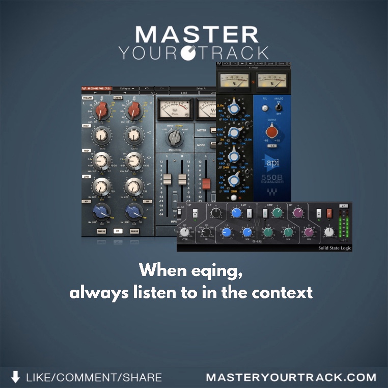 masteryourtrk's tweet photo. MIXING TIP:
When eqing, always listen to in the context
---
https://t.co/3VYMYBM4Hz
---
#masteryourtrack #mixing #mixingtips #audioengineer #audioengineers #soundengineer #soundengineers #logic #protools #ableton #musictips #producertips #producertutorial #daw #musicproducer https://t.co/WHWVeUtgwO