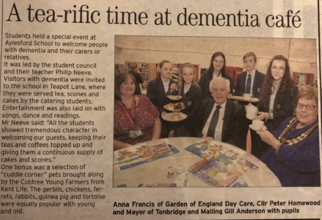 GoeHomecare's tweet photo. Supporting our local school @Aylesford_CEIAG with their #dementiacafe https://t.co/mTK3gtTyt8