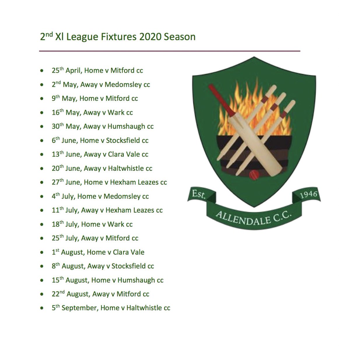 2nd Xl league fixtures are here😀