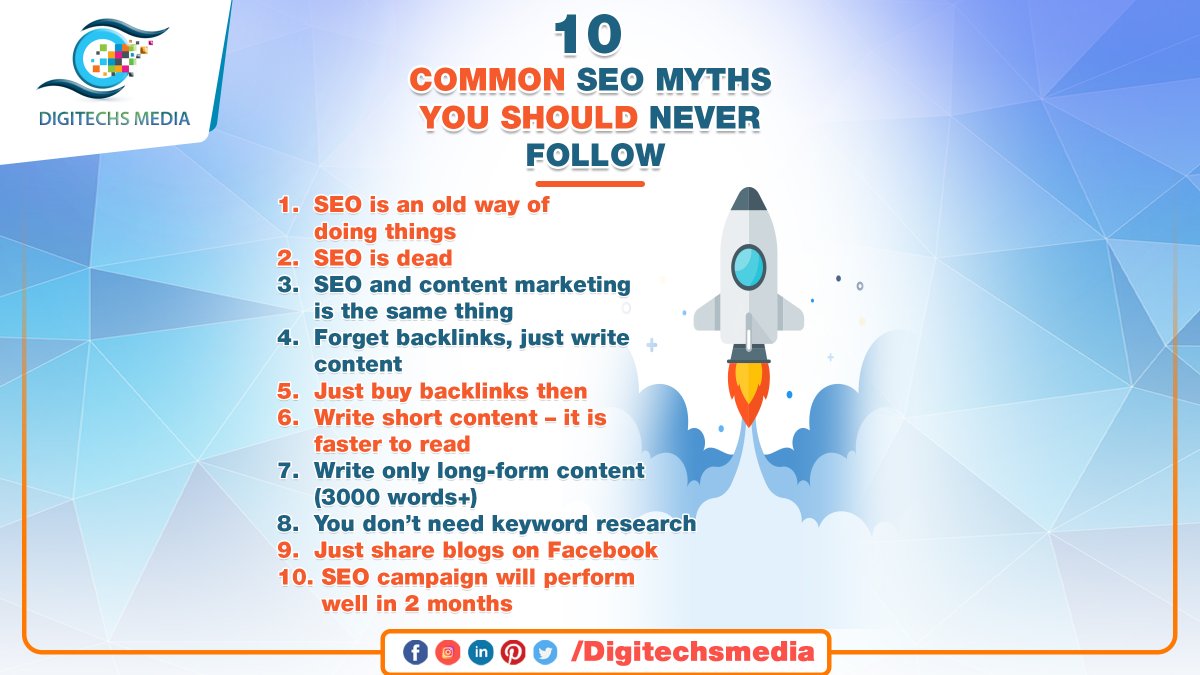 DigitechsMedia's tweet photo. 10 COMMON SEO MYTHS YOU SHOULD NEVER FOLLOW
visit us on https://t.co/h5xQDjv6RA

#ppc #marketing #startup #entrepreneur #growth #advertising  #digitechsmedia #digitalmarketingagency #Digitalmarketing #DigitalMarketingStrategy #seo #seomarketing https://t.co/okQgZ9RhEf