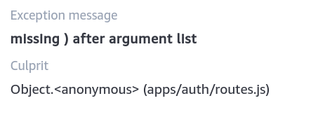 techieV2's tweet image. This ends up being an issue of a missing &quot;,&quot; in a RegExp constructor within a map function.

Is there a better way to get finer logs from #elasticapm for such anonymous functions?

Moving it out to a named function does make sense, but &quot;legacy&quot; reasons after all :)

#devx