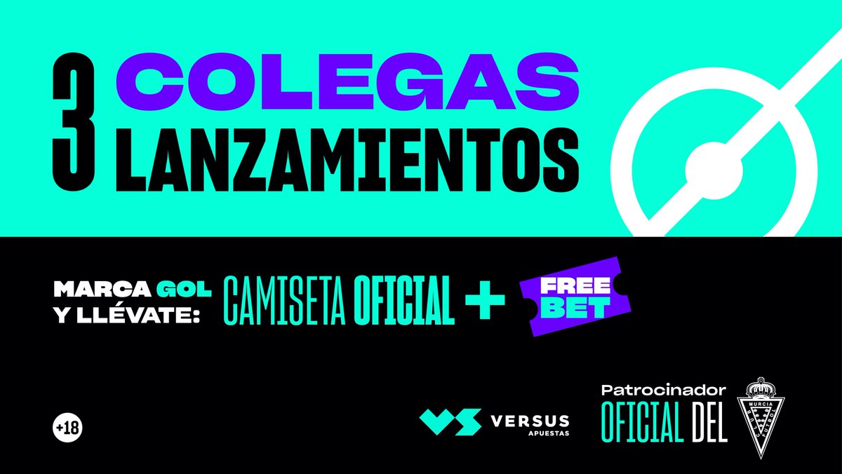 realmurciacfsad's tweet photo. / L A N Z A M I E N T O / #CONCURSO 3 colegas 3 lanzamientos... 
¿Te animas a lanzar en el próximo partido #J22 #realmurciacórdoba con tus colegas?

Sigue a @VERSUSapuestas + @realmurciacfsad
Haz RT
Menciona 2 amigos https://t.co/Y3RWVgHtRQ